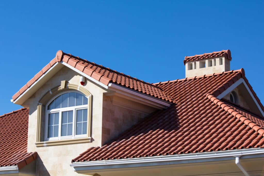 Red Tiled Ceramic Roof On House