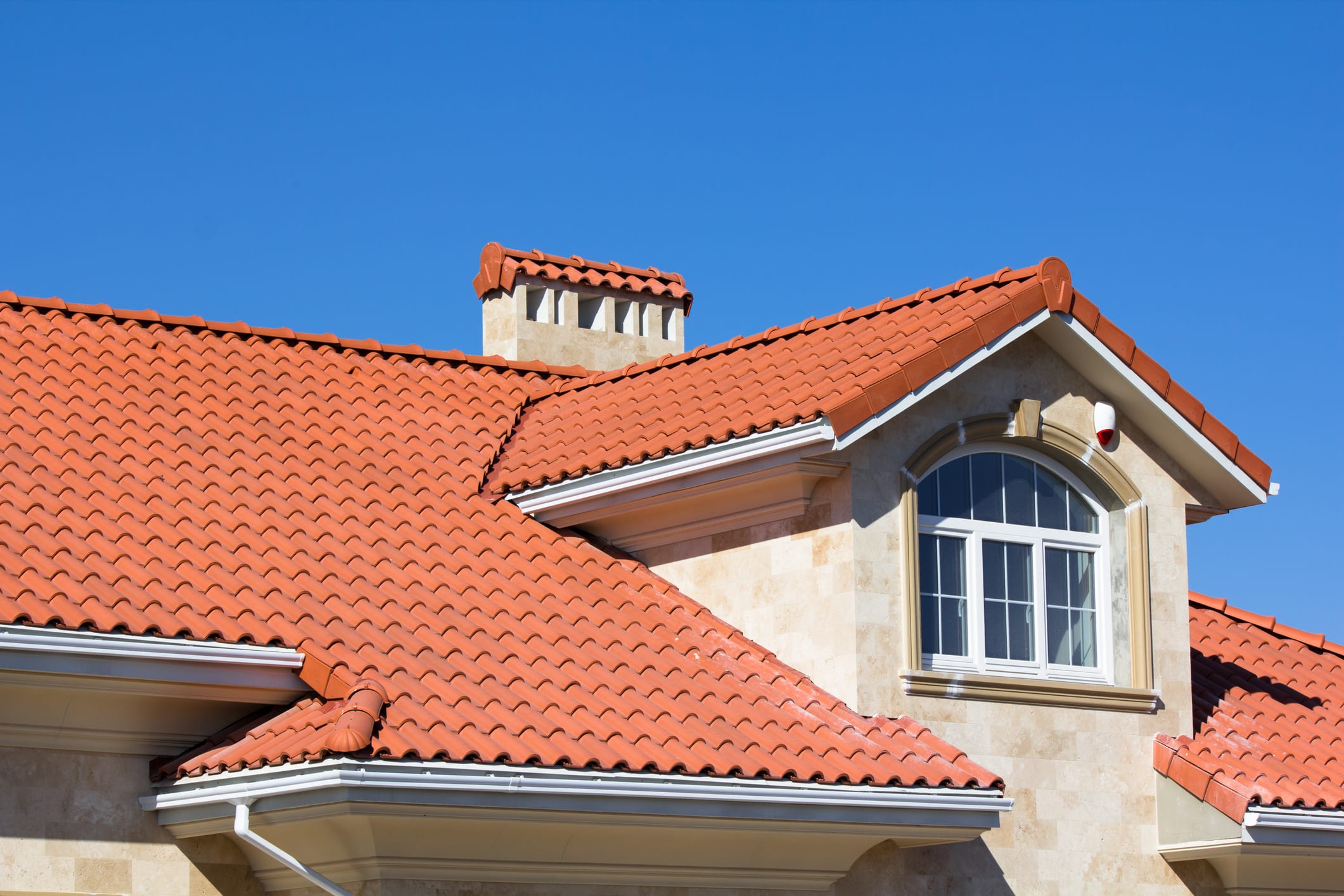 Red Tiled Ceramic Roof On House