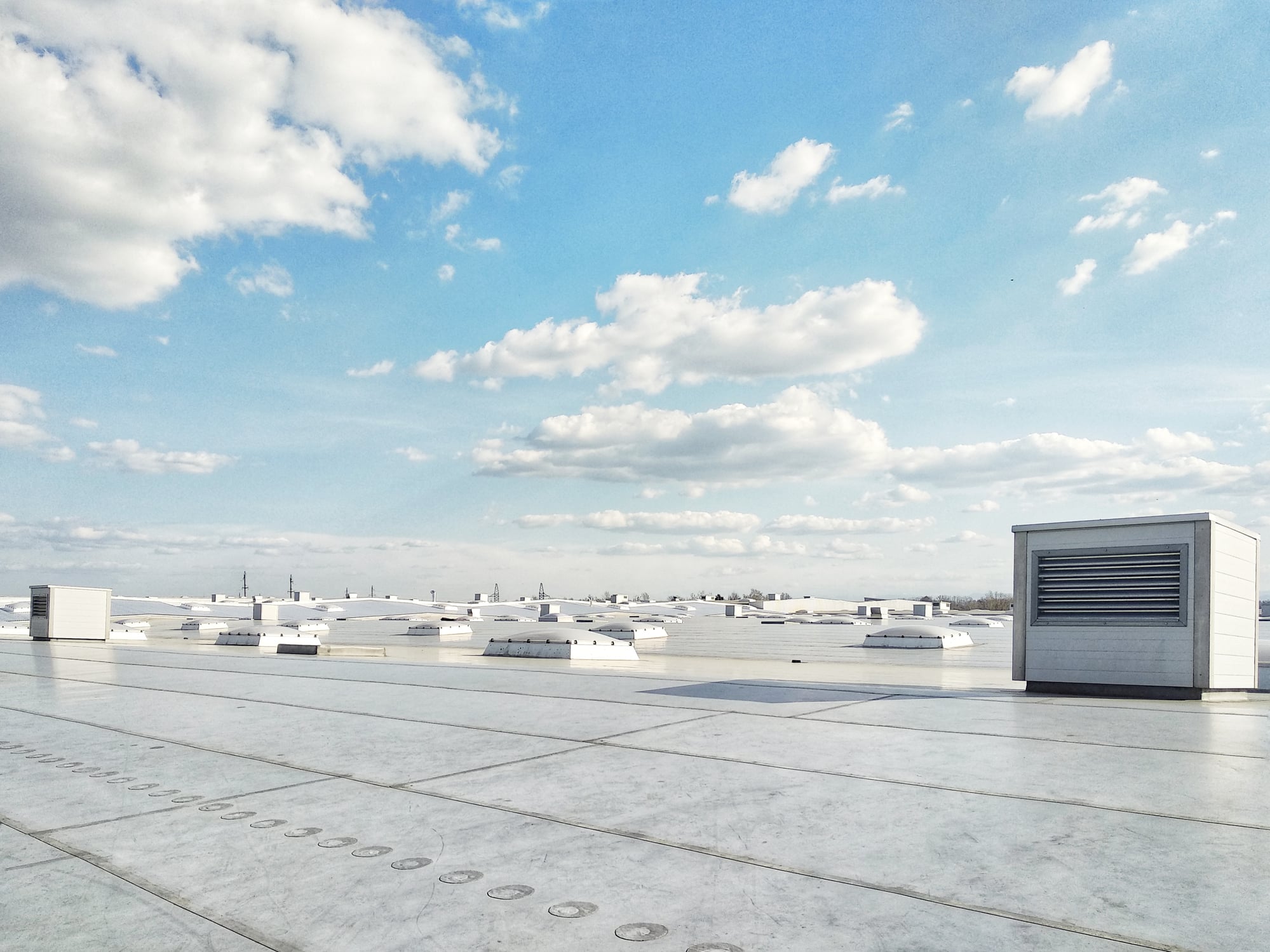 Ventilation systems on the building roof, technology, HVAC